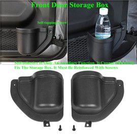 YOCTM Front Rear Door Organizer Tray For 2018 2019 2020 2021 2022 2023 2024 Jeep Wrangler JL 4XE JLU Rubicon Sport Sahara Gladiator JT Interior Storage Accessories Black (Front Door + Rear Door)