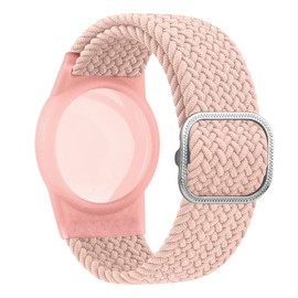 Air Tag Wristband for Kids, Stretchy Adjustable Nylon Air tag Holder for Kids with Full Coverage Design (Pink Sand)