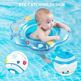 Baby Swimming Float, Inflatable Baby Swimming Ring with Safety Seat, Baby Bath Toddler Swim Pool Bathing Accessories for Toddlers 6-36 Months and Swim Trainging