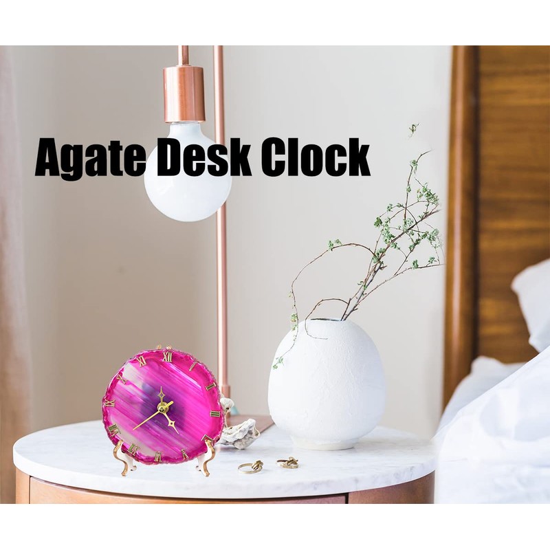 JIC Gem Agate Clock Crystal Desk & Shelf Clocks Home