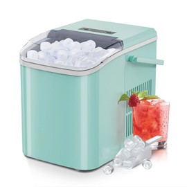 OLIXIS Ice Maker, Ice Makers Countertop with Handle, Portable Ice Machine, 9 Bullet Ice Cubes in 6 Mins, 26lbs in 24Hrs, Auto-Cleaning, with Basket and Scoop, for Home, Kitchen, RV, Camping, Green