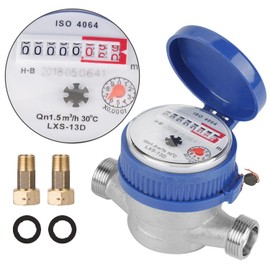 Weytoll Intelligent Water Meter 15mm 1/2" for Home Use, Mechanical Rotor Type Cold Water, Digital and Analog Display Combined
