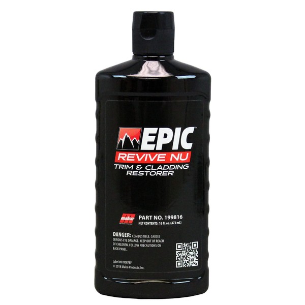 Malco Epic Revive Nu Plastic Trim & Cladding Restorer - Restores Faded and Dried Out Plastic/Vinyl and Rubber Back to Black or Gray Finish / 16 Oz (199816)