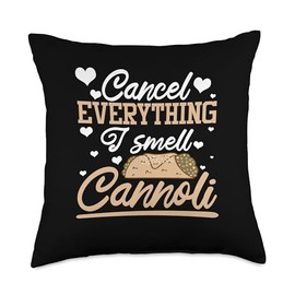 Cannoli Lover Sicilian Food Cannoli Tubes Molds Italian Food Chips Sicilian Dessert Cannoli Forms Throw Pillow, 18x18, Multicolor