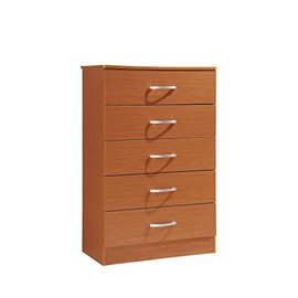Hodedah 5 Drawer Chest, with Metal Gliding Rails, Cherry