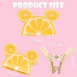 Hapdoo 1pc Lemon Mouse Ear Hair Clips, Funny Novelty Cute Fruit Claw Clips Hair Accessories for Women Girls
