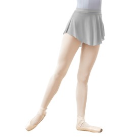Women Soft Mesh Side Split Short Ballet Dance Skirt, Grey, Medium