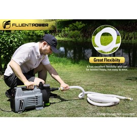 FLUENTPOWER 23FT x 1" Suction Hose Kit with Brass Fitting Check Valve and NPT 1" Thread, Water Intake Hose Set, Aspiration Hose for Well Shallow Sprinkler Garden Booster Pump, White