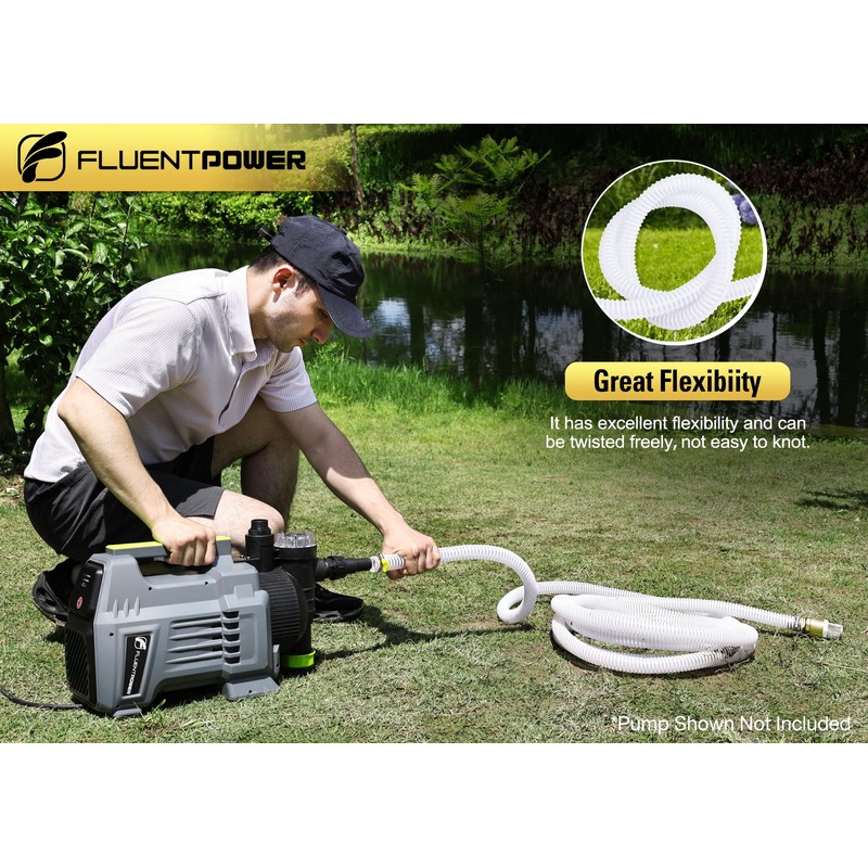 FLUENTPOWER 23FT x 1" Suction Hose Kit with Brass Fitting
