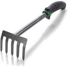 Edward Tools Mini Rastrillo Cultivador de Mano ErgoGrip de Acero al Carbono para Jardín
