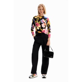 Desigual Women's Flat Knit Thin Gauge Pullover Sweater, black