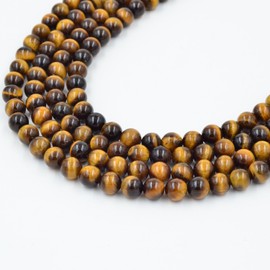 Asingeloo 48PCS 8mm Natural Tiger Eye Gemstone Loose Beads Crystal Energy Stone Healing Power for Jewelry Making 15inch a Strand