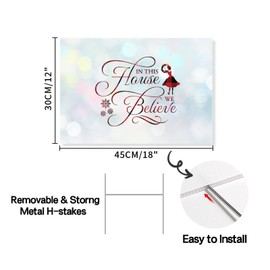Christmas Quotes Yard Signs | Double-Sided Christmas Yard Signs | in This House We Believe Yard Sign | 12x18in Yard Sign with Metal H Stake (Double Sided)