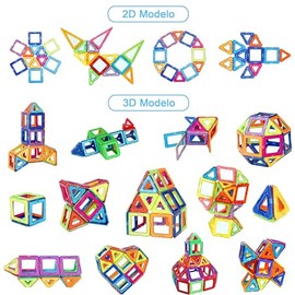 Bloques Magnéticos Juguetes Construccion - 40 Piezas Juego Imanes Didácticos Bloques Magnéticos 3D Creativos y Educativos, Regalo Aprenda Color y...  