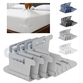 Btiztlla Bed Sheet Holders - 4 Pack Grey Lock Sheet Holder Designed to Fit All Sheet Sizes Offer Easy One-Time Bed Bedroom Accessories College Dorm Essentials