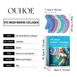 BeiBreeze Under Eye Patches (12 Pairs) - Natural Marine Collagen Eye Mask, Hyaluronic HA - Reduce Wrinkles, Puffy Eyes, Dark Circles, Eye Bags -Collagen Sheet Mask