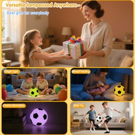 Soccer Silicone Night Light, 9 Soft Colors with Remote Timer, Dimmable Rechargeable, Battery Operated Lamp for Bedroom, Girls and Boys, Toddler, Nursery, Baby Gifts (5.12 inch)