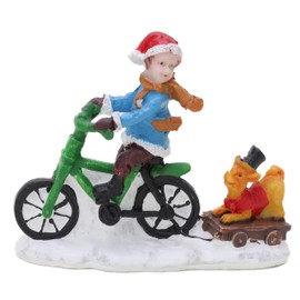Toyland® Mini Resin Christmas Collectible Ornament - Village Scene Accessories - Xmas Figures (Child On Bike 2.5 Inch)..