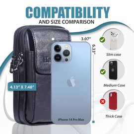 Hengwin Gürteltasche Herren, Echtes Leder Handytasche Hüfttasche Männer Handy Holster mit Gürtelschlaufe und Gürtelclip, Outdoor, Reisen und Tägliche Nutzung Umhängetaschen