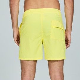 FREDRM Mens Swim Trunks Quick Dry Boardshorts with Mesh Lining Above Knee Swimwear Bathing Suits, Bright Yellow, Large