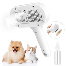 ETACCU Cat Steam Brush, 3 in 1 Cat Steam Brush for Shedding & Grooming, Steam Brush for Dogs/Cats, Remove Tangled Loose Hair for Long & Short Haired, Self Cleaning Pet Steam Brush with Release Button