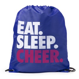 ChalkTalkSPORTS Cheerleading Sport Pack Drawstring Bag | Eat Sleep Cheer | Royal