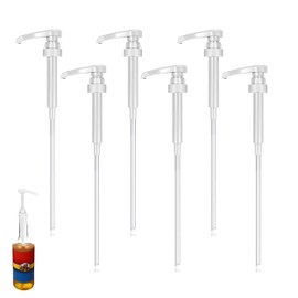 Pack of 6 Dosing Pump Syrup Pump Dispenser Dosing Dispenser Replacement Reusable Pump Attachment Syrup Dispenser Pump for Bathroom Syrup Honey Cream Home Kitchens and Cafes (White)