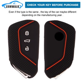 ERMWALR ERMWALR 2 Stck fr Volkswagen Auto-Schlsselanh?nger-Abdeckung mit Schlsselanh?nger, 3 Tasten, Silikon-Schlsselgeh?use, passend fr VW Golf 8 ID.3 ID.4 Seat Leon Tarraco Ateca Skoda (Vlw-3D-BB)
