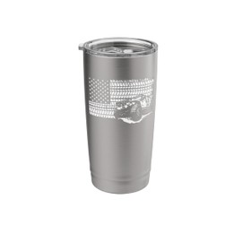 American Flag Tire Track 4x4 Offroad Vehicle Enthusiast Stainless Steel Insulated Tumbler