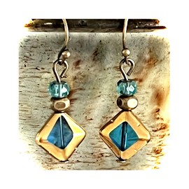 Little Aqua and Bronze Earrings. Jewelry Earrings for Women #3298FE330