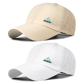 AYPOW Pack of 2 Baseball Caps, Men and Women, Quick-Drying Baseball Caps, Running Cap, Lightweight Adjustable Foldable Peaked Cap, Sun Hat, Outdoor Sports, Tennis, Golf Cap, Adjustable Snapback Caps