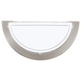 EGLO Wandlampe Planet 1, 1 flammige Wandleuchte, Wandbeleuchtung für Innen aus Metall und Glas, Wohnzimmerlampe in Silber, Weiß, Flurlampe halbrund mit E27 Fassung