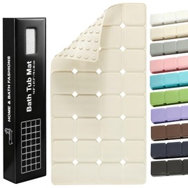 Non-Slip Silicone Bathtub Mat, Foldable Bath Tub Mat, 14.9 x 27.5in, Beige