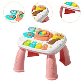 Perfeclan Baby Activity Learning Table Toys Sensory Toys Early Educational Toys Development Toy Music Learning Table for Girls Gifts, Pink