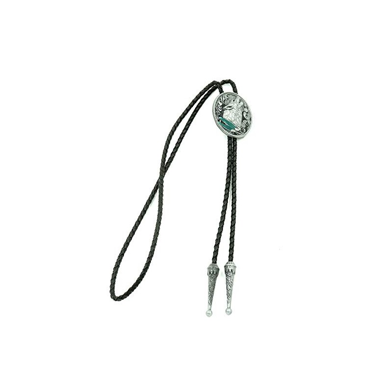 Howling Wolf Enamel Western Leather Bolo Neck Tie
