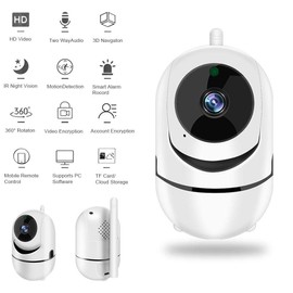 EZONEDEAL 2.4G WiFi Security Camera, HD 720P IP Camera WiFi Wireless Video Baby Monitor with Camera and Audio Two Way Night Vision Auto Motion Tracking Detector Home Surveillance Baby Camera Monitor