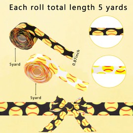 DAJISI 2 Rolls 10 Yards Softball Ribbon Softball Ribbons for Hair Volleyball Ribbon Softball Hair Bows Softball Grosgrain Ribbon for Cheer Bows Team Uniform Sewing Theme Party Decorations