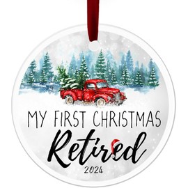 Retirement Gifts for Women Men 2024, Cool Retirement Christmas Ornament Ceramic 3.5" with Gift Box, Happy Retirement Inspirational Gift for Retired Coworker Teachers Friends Mom Retirees