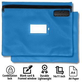 Sky Blue Notary Bag | 14x11 Inch | Locking Document Case | Zipper Closure | Fits Notary Kit, Stamp, Embosser, Ink Pad & Valuables