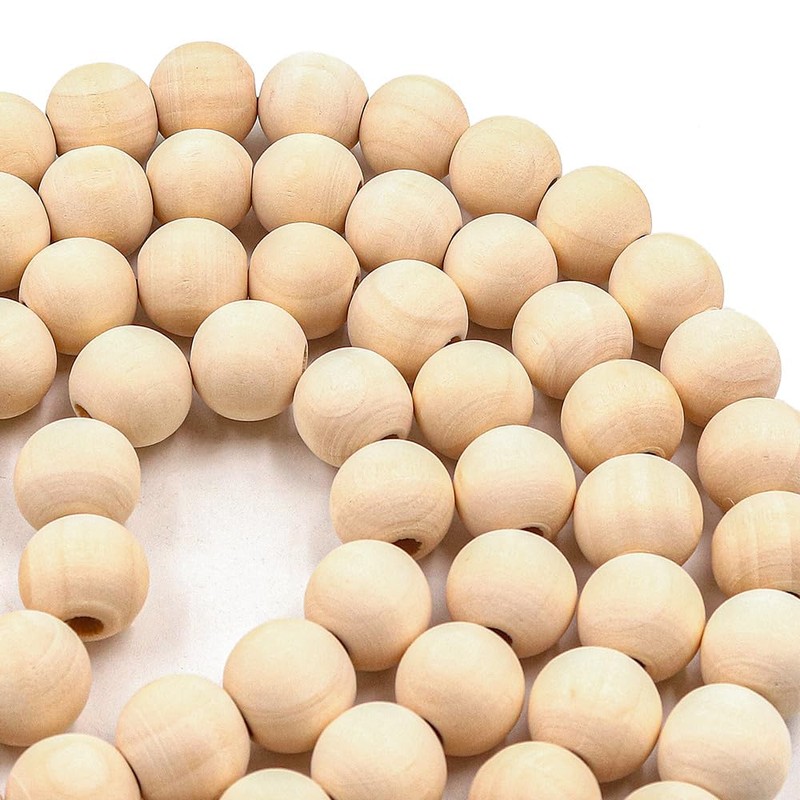 POFET 60inch Wood Bead Garland with Tassels Beads Rustic Country