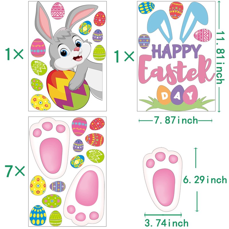 YOTNUS 110 Pcs Easter Bunny Footprint Stickers for Floor, Peel