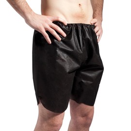 ForPro Men’s Boxer Shorts, Disposable Shorts for Massage, Tanning, Waxing and Medical Services, Individually-Wrapped, One Size Fits Most, Black, 10-Count