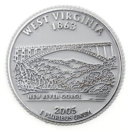 West Virginia State Quarter Magnet by Classic Magnets, 2.5" Diameter, Collectible Souvenirs Made in The USA