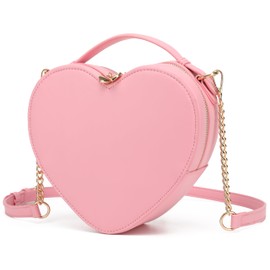 lola mae Heart Shape Satchel Crossbody Purse for women Zip Around Shoulder Bag, Pink-759