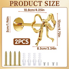 2Pcs Metal Bow Curtain Fixers, Curtain Holdbacks Gold Bow Decorations Supplies Modern Gold Holders Decor Supplies Suitable for Use at Home or in the Office