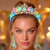 Yean Light Up Baroque Crown Rhinestone Tiara LED Gold Bridal
