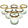 MexHandcraft Amber Rim 8 oz DOF Rock Glasses (set of