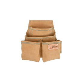 OX TOOLS Trade Series Suede Leather Fastener Pouch - 4 Pockets | Heavy Duty Leather & Reinforced Riveting