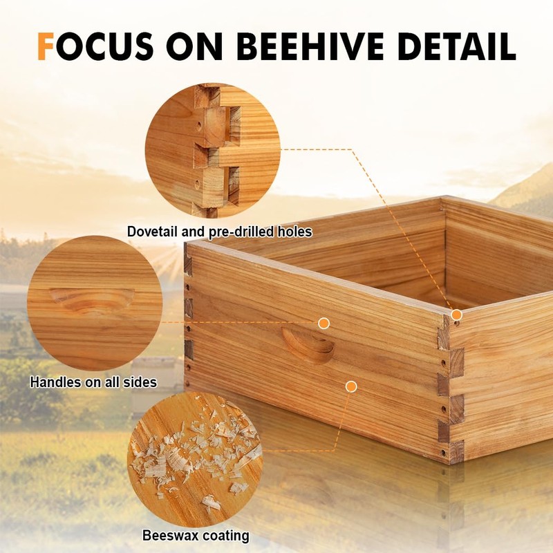 beeknows 8 Frame Super Beehive Board Unassembled Bee Box Wax