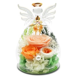 Gifts for Women Preserved Flowers in Glass Angel Figurines Forever Fresh Flowers for Delivery Prime Preserved Rose Birthday Gifts for Her Real Rose for Mom Wife Grandma on Mothers Day Anniversary ﻿